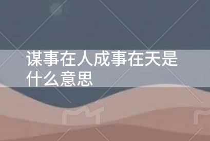 谋事在人成事在天是什么意思