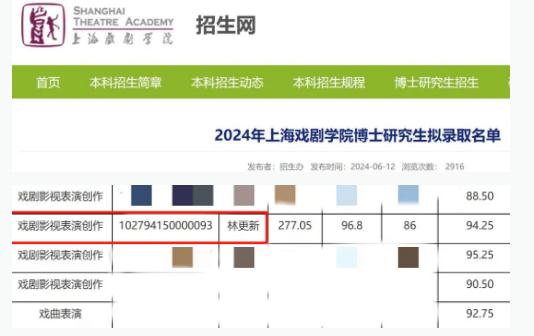 演员林更新考博上岸！拟被录取！